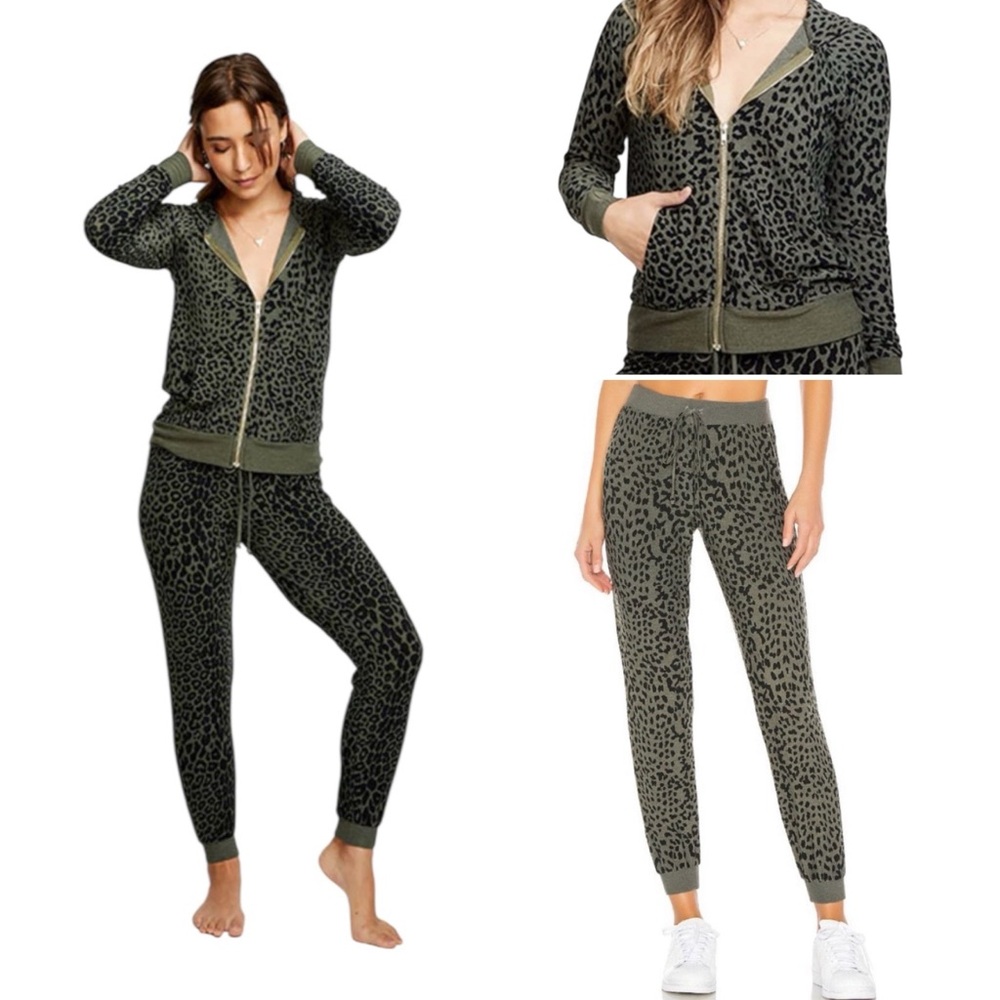 NWOT Chaser Brand Safari Print Leopard Cheetah Hoodie & Jogger Lounge Set